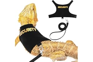 AHQIZFX Bearded Dragon Harness and Leash Set - Escape Proof Adjustable Reptile Harness with 5 ft Detachable Leash for Amphibians and Small Pets - Perfect for Outdoor Walking