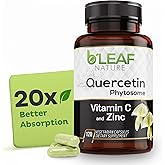 B'LEAF NATURE Quercetin Phytosome, 120 Capsules – 1000mg High Absorption Quercetin with Vitamin C and Zinc – Non-GMO Vegetarian Quercetin Supplement for Immune, Energy and Seasonal Support