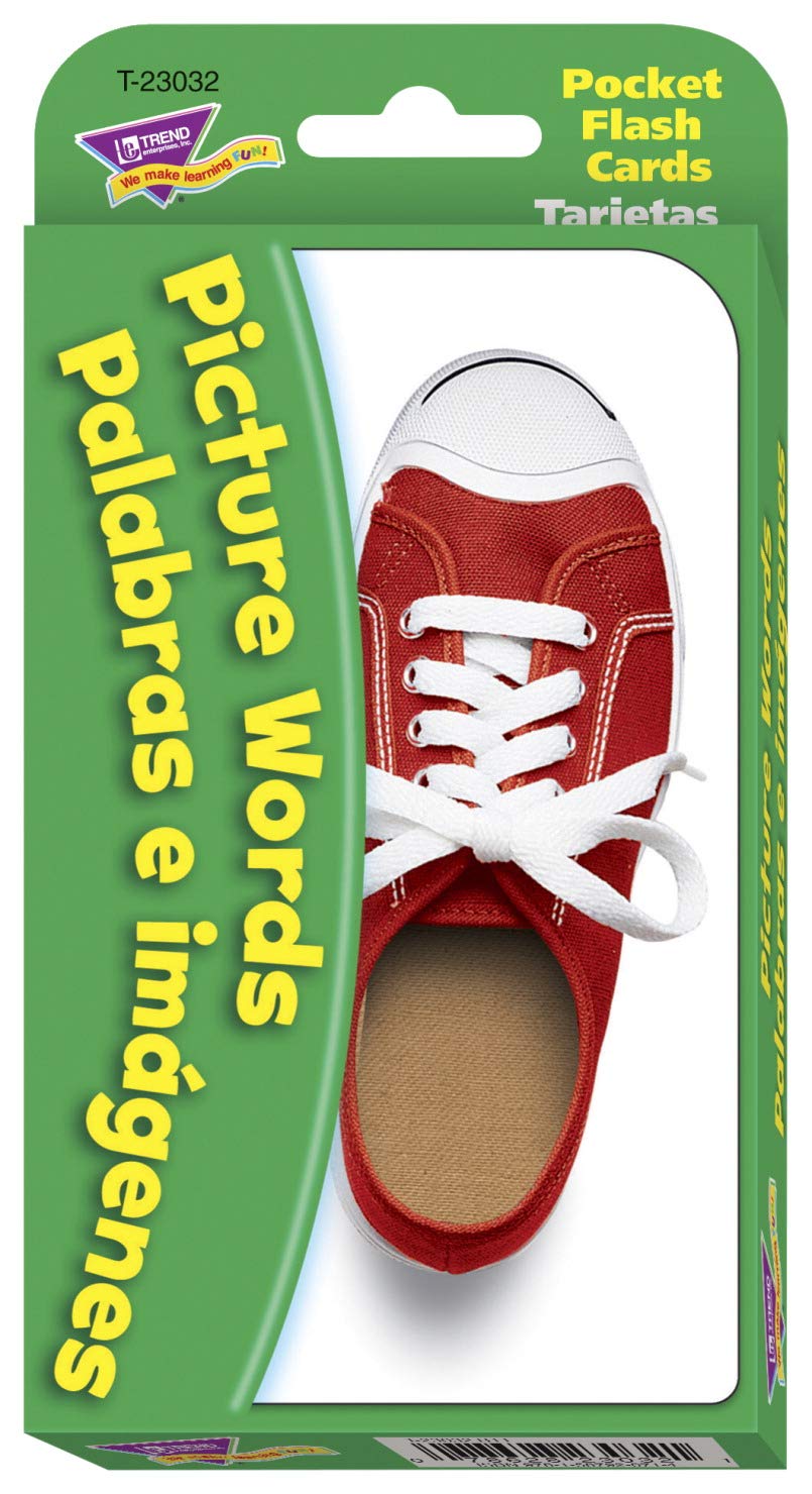 Trend Enterprises Inc T-23032 Picture Words/Palabras e imágenes (EN/SP) Pocket Flash Cards