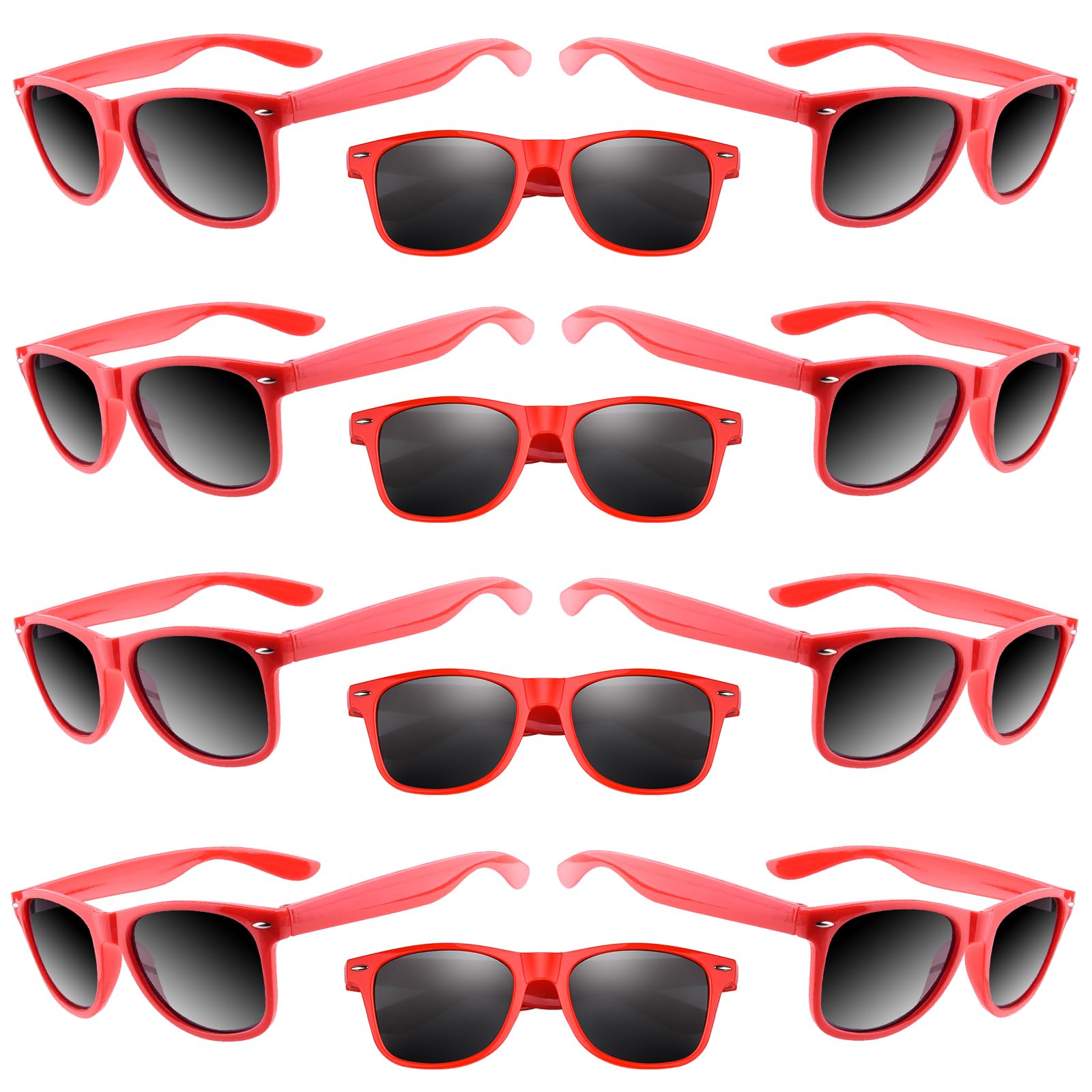 ASTARON 12 Pack Kids Party Sunglasses Bulk Neon Party Favors for Beach Wedding Party Pool Party Supplies, Red