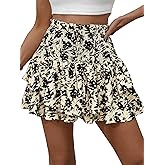 MATEAM Floral Skorts for Woman Ruffle Mini Skirt with Shorts Underneath Causal Summer Boho Outfits