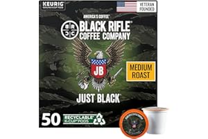 Black Rifle Coffee Company Just Black, 50 Count, Medium Roast K Cups - Single Serve K Cups Coffee Pods - Kcup Pods Compatible with 1.0 & 2.0 - Made from Arabica Beans