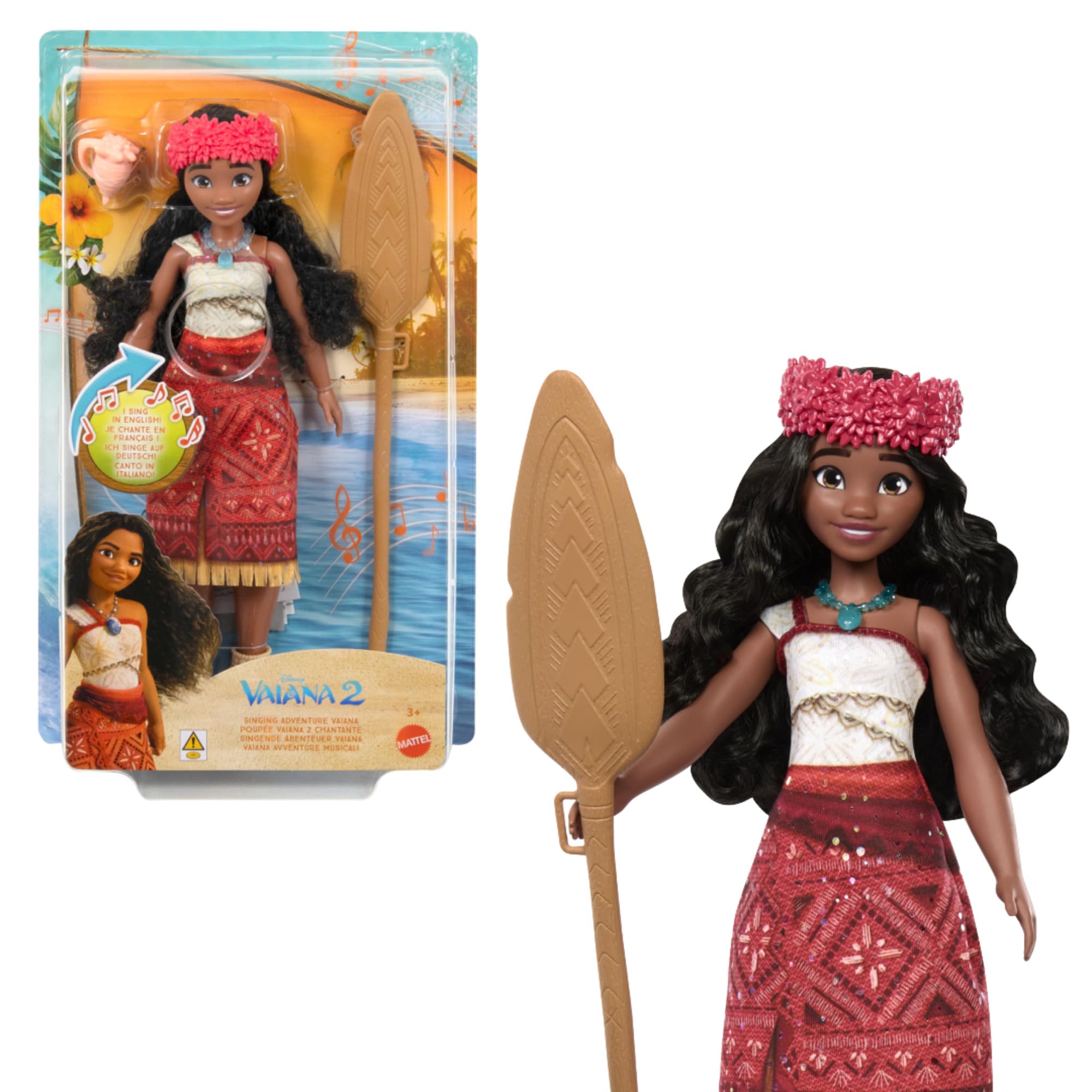 Mattel Disney Vaiana 2 Singing Adventure Vaiana Doll with Signature Outfit & Accessories, Sings “We’re Back” in 4 Languages: English, French, German, Italian, JBT61 — image 1