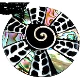 Swimmi Iridescent Paua Abalone Shell Necklace, Natural Shiva Eye Cone Shell Necklace Pendant, Handmade Beaded Seashell Abalone Necklace for Women Jewelry AA251