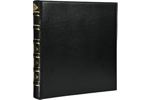 LETVPVOW Vintage Hardback 3 Ring Binder 1 Inch, Professional Leather Binder 3 Ring, Three Ring Binders Fits 8.5" x 11", D Ring Binders for Photo Album, Home, School and Office Supplies- Black