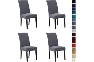 Howhic Stretch Chair Covers for Dining Room Set of 4, Removable Washable Dining Room Chair Covers, Dining Chair Slipcovers Seat Protector, Great Home Decor and Banquet Upholstery (Gray, 4 Pack)