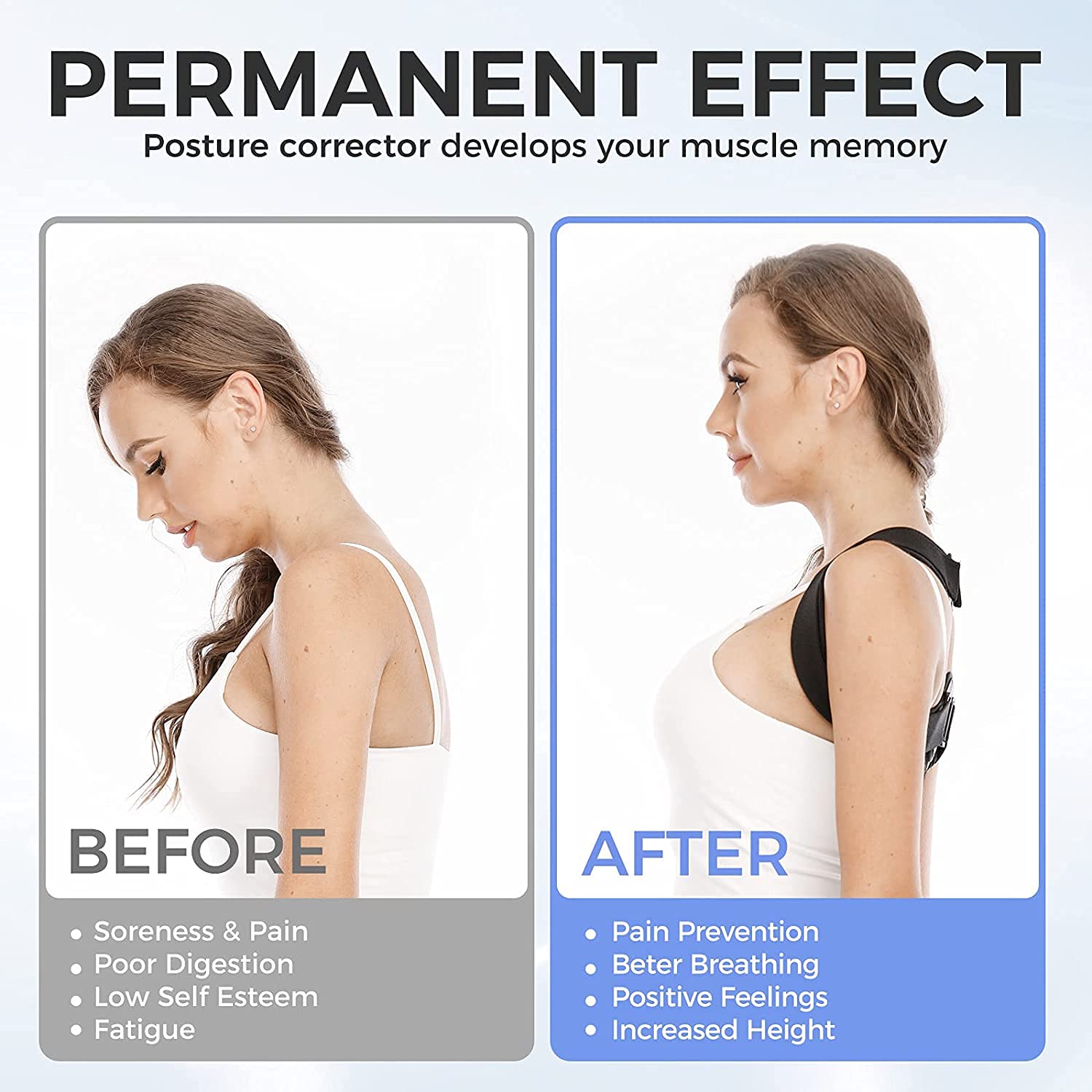 Posture Corrector for Women and Men, Back Brace Adjustable Upper Posture Support, Back Support, Comfortable Back Straightener Support for Clavicle Support, and Providing Pain Relief from Neck (Large)