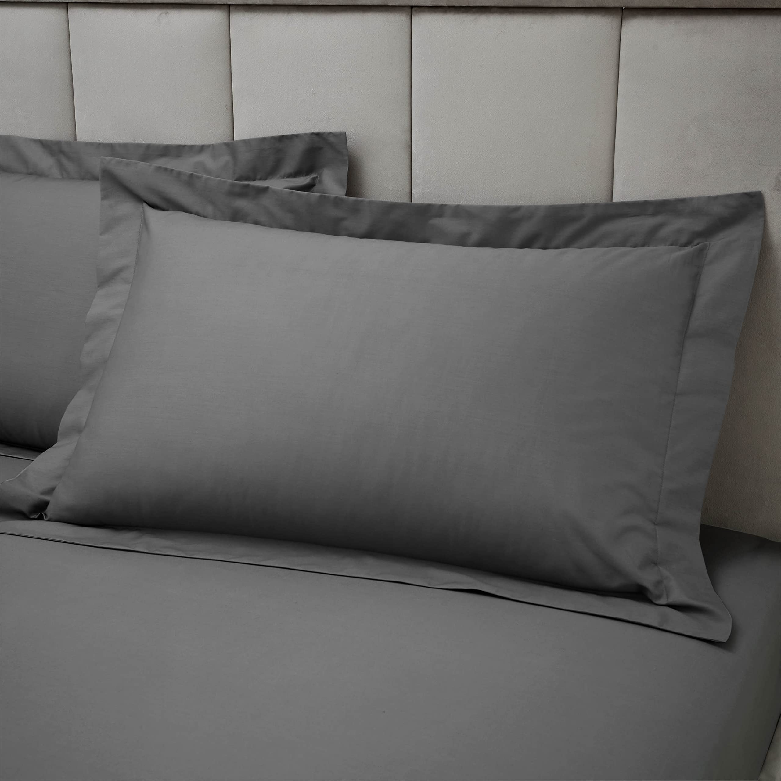 Bianca Fine Linens 180 Thread Count Egyptian Cotton Oxford 50x75cm + border Pillow case with envelope closure Charcoal Grey