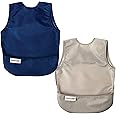 Tiny Twinkle Mess-Proof Apron Toddler Bibs w/Tug-Proof Closure, Baby Food Bibs, 2 Pack