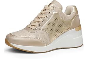 CESTFINI High Heeld Wedge Sneakers for Women - Ladies Hidden Sneakers Lace Up Shoes, Best Chioce for Casual and Daily Wear