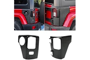 WOCCH for Jeep JK Rear Corner Guards Body Armor Kit Tail Light Trim Covers Compatible with 2007-2018 Jeep Wrangler JK JKU Rear Quarter Panel Black Diamond Armour, Replacement for 11651.01