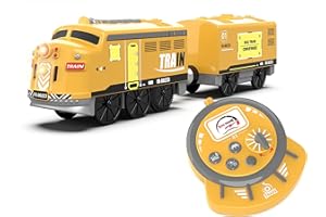 Z MAYABBO Motorized Train for Kids, Remote Control Locomotive Train Toy for Wooden Tracks, Battery Powered Electric Trains with Sound & Lights Effects Compatible with Thomas, Brio, Chuggington
