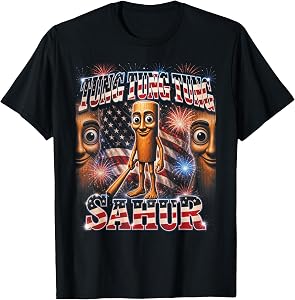 Tung Tung Tung Sahur Patriotic Brainrot Meme Funny Viral USA T-Shirt