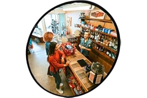 BESEA 24 inch Black Convex Mirrror Traffic Mirror, Wall Mounted Security Mirror, Safety Blind Spot Round Mirror for Garage Warehouse Mall Home Office Indoor with Clear View