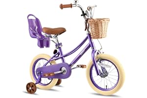 RULLY Donna Kids Bike for Girls Ages 2-7 Years, 12 14 16 Inch Princess Girls Bicycle with Doll Bike Seat, Training Wheels, Basket and Streamers, Kids Cycle Bikes, Multiple Colors