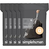 simplehuman Code Q 100 Count Odorsorb&reg; Custom Fit Liners, Drawstring Odor Absorbing Trash Bags, One-by-One Mess-Free Dispense, Extra Thick &amp; Double Seamed, 50% PCR Plastic, 50-65 Liter / 13-17 Gallon