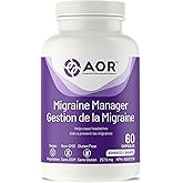 AOR Migraine Manager 60 Caps 30-Day Supply - Balanced Support with Riboflavin, Feverfew Extract & Magnesium Citrate - Brain H