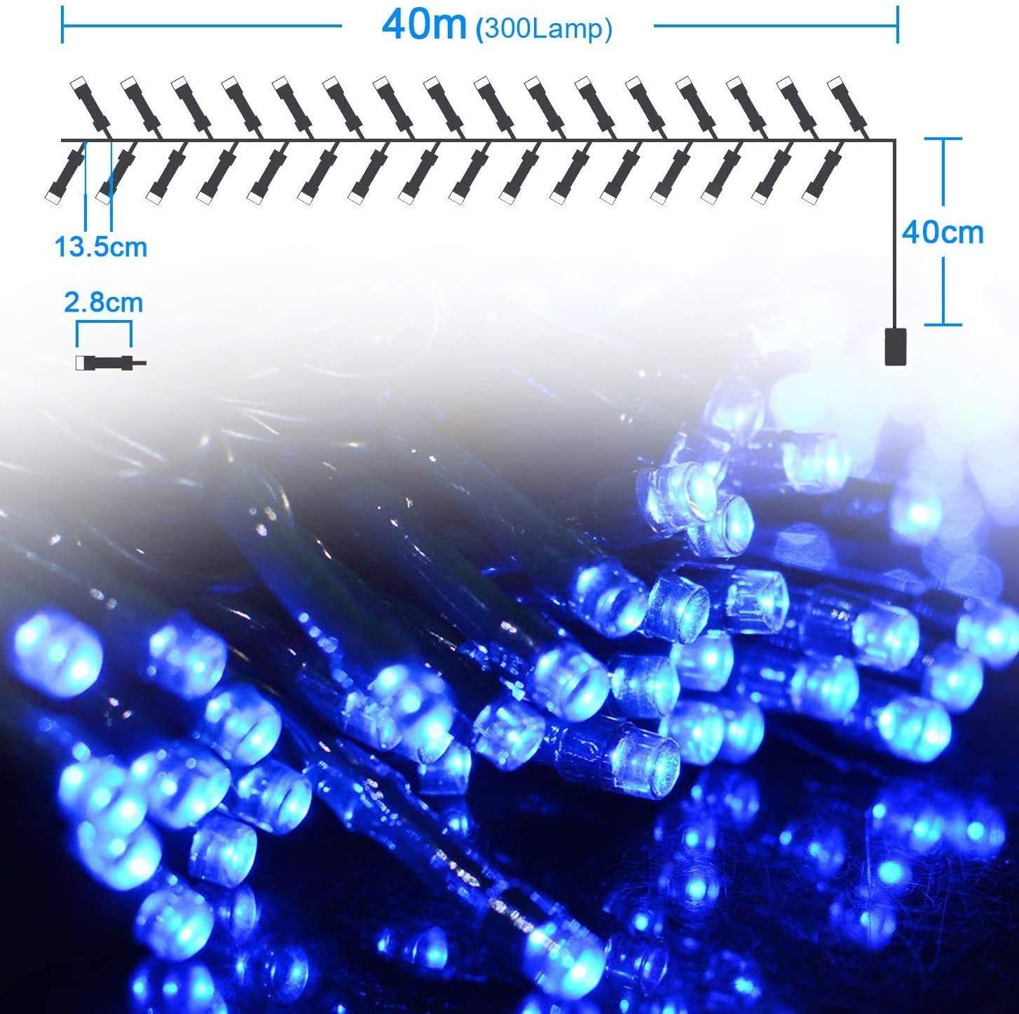 Avoalre Christmas String Lights Battery Powered 40m 300LEDs Fairy Light Indoor Outdoor Auto Timer Decoration with 8 Changing Modes for Xmas Christmas Tree,Wedding - Image 5