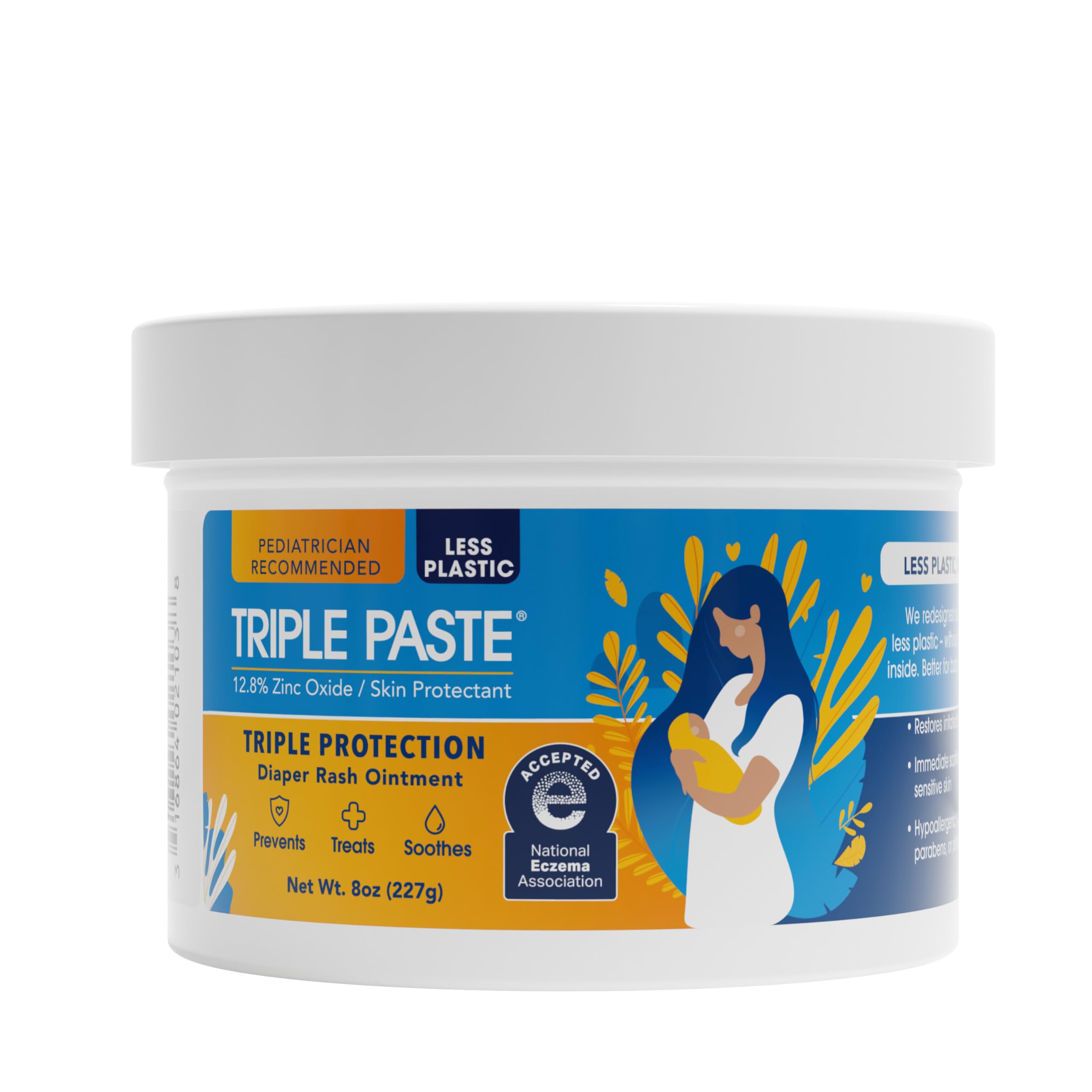 Triple Paste Diaper Rash Cream, Zinc Oxide Baby Ointment, 8 oz