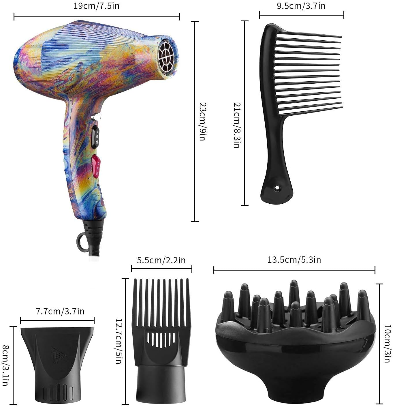 REACLOUD Salon Hair Dryer, 1875W Professional Hair Dryer (with Powerful AC Motor), Infrared Technology, 2-Speed 3-Heat Setting, Quick Drying: Health & Personal Care