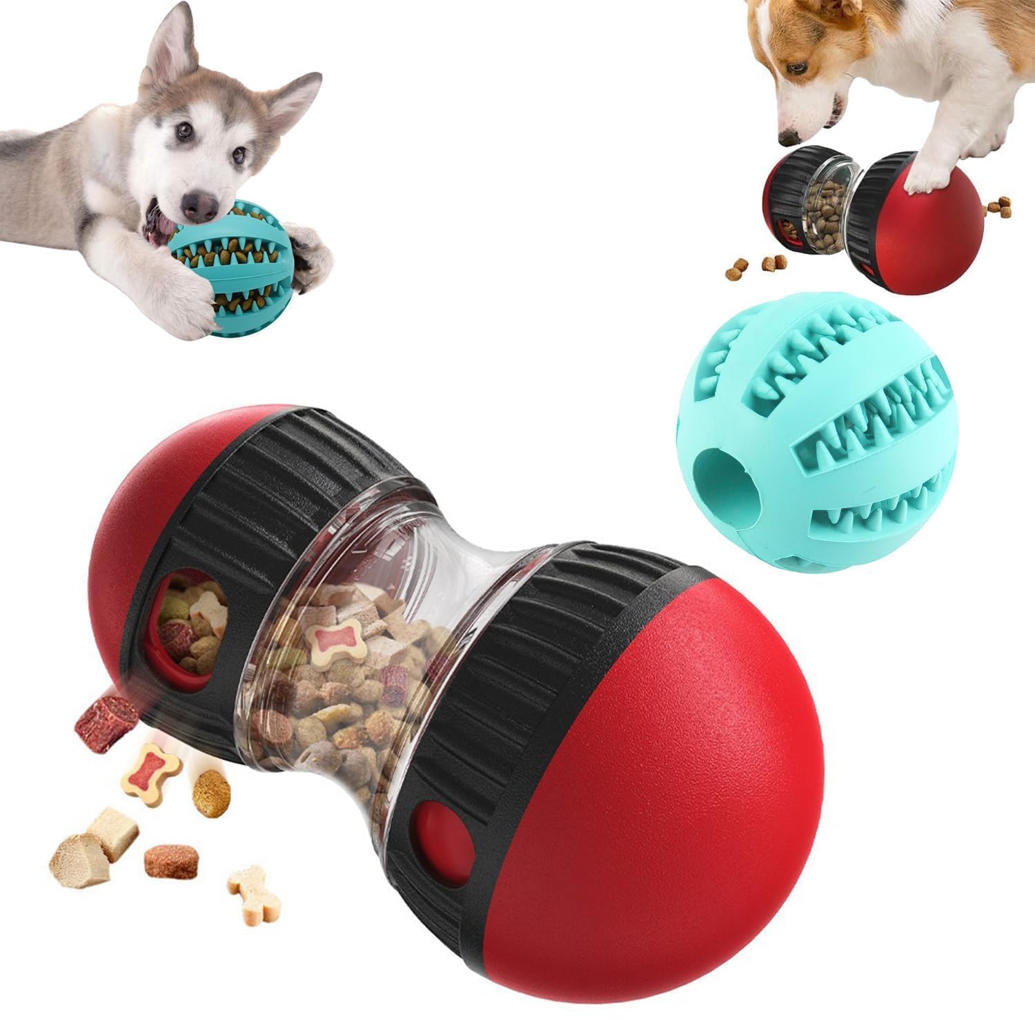 2 Pcs Dog Enrichment Toy, Dog Treat Toy, Dog Treat Dispenser, Treat Dispenser Dog Toy, Dog Treat Dispenser -Irregular Rolling Design, Bite-Resistant, Unleash Fun & Treats