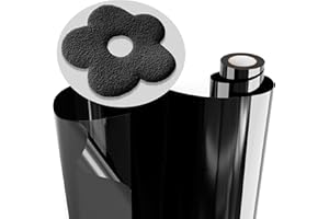 JAVIGA 10" x 10ft 3D Puff, Black Puff Vinyl Heat Transfer, Black Iron on Vinyl Roll for Cricut, All Cutting Machine and Heat Press, Black HTV Vinyl for Halloween Decorations