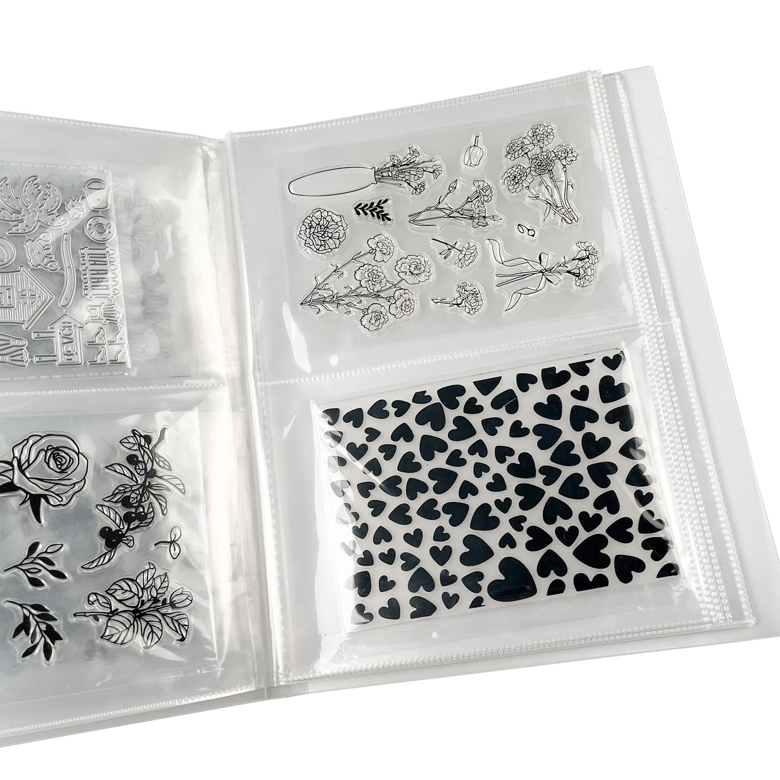 GLOBLELAND Clear Stamps Collection Page Protectors Transparent Photo Album Scrapbooking for 80pcs 10.63x7.48inch/270x190mm Stamps Photos