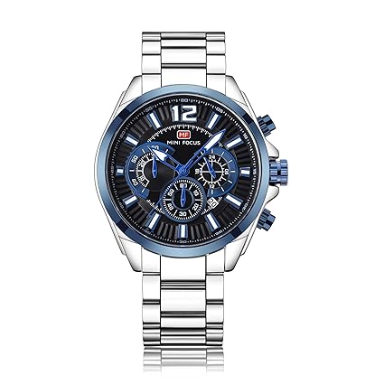 Mini Focus Luxury Mens Watch,Top Brand Dual Quartz Watch,Chronograph Casual Fashion Waterproof Stainless Steel Back Male Wristwatch MF0104G.02