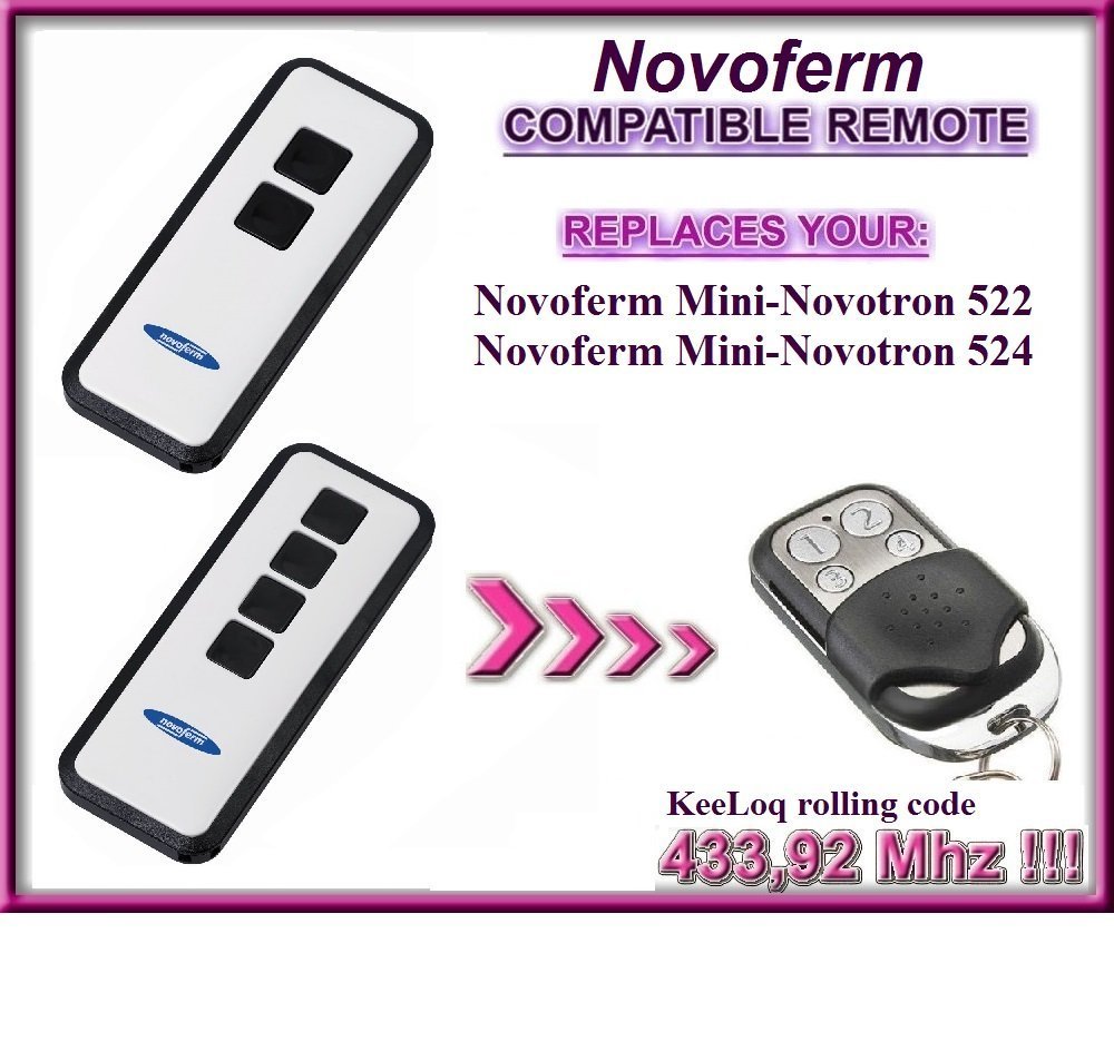Lot De 2 Télécommande De Porte De Garage Compatible Avec Novoferm Novotron 502 Max43 2 Novotron 512 Mix43 2 43392mhz 86832084