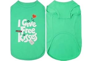 Kuoser Dog Shirt Soft Breathable Sleeveless Pet Vest with 'I Give Free Kisses' Printed Dog T-Shirt, Cute Sweatshirt for Small