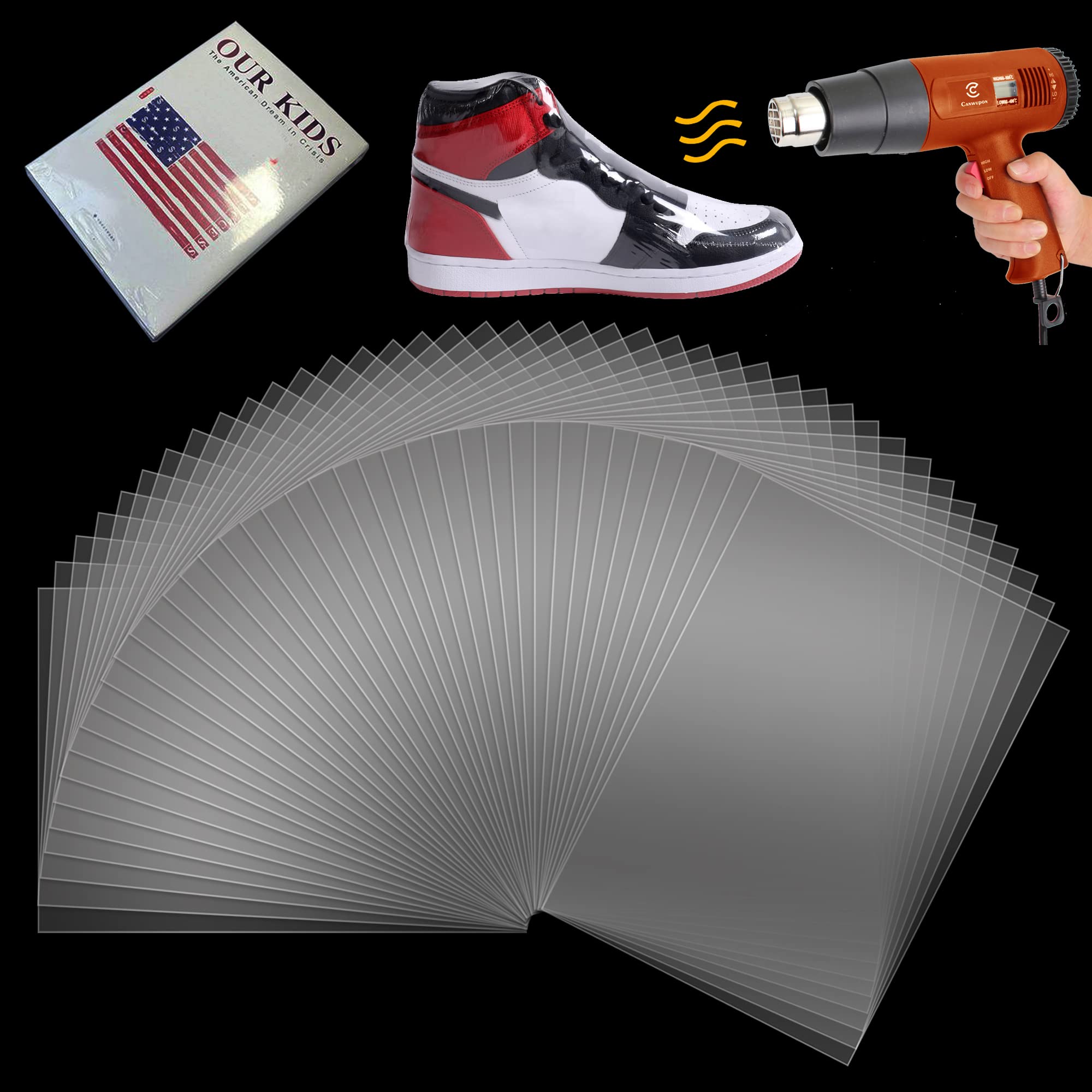CANWUPON Shrink Wrap Bags,100 Pcs 12x18 Inches
