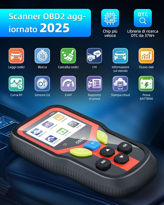 OBD2 Auto Diagnostica,Diagnosi Auto, Diagnosi Auto Professionale in Italiano per Tutti i Veicoli dal 1996 in Poi (Nero)