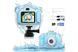 CL FUN Kids Waterproof Camera Gifts for 5 6 7 8 9 10 Year Old Girls, Toddler Christmas Birthday Gifts Underwater Video Recorder with 32GB SD Card, Pink