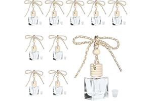 ZUDKSUY 10PCS Flat Square Car 10ML Perfume Empty Bottles with Gold Wire Rope Flat Square Empty Bottles-Car Diffusers for Esse