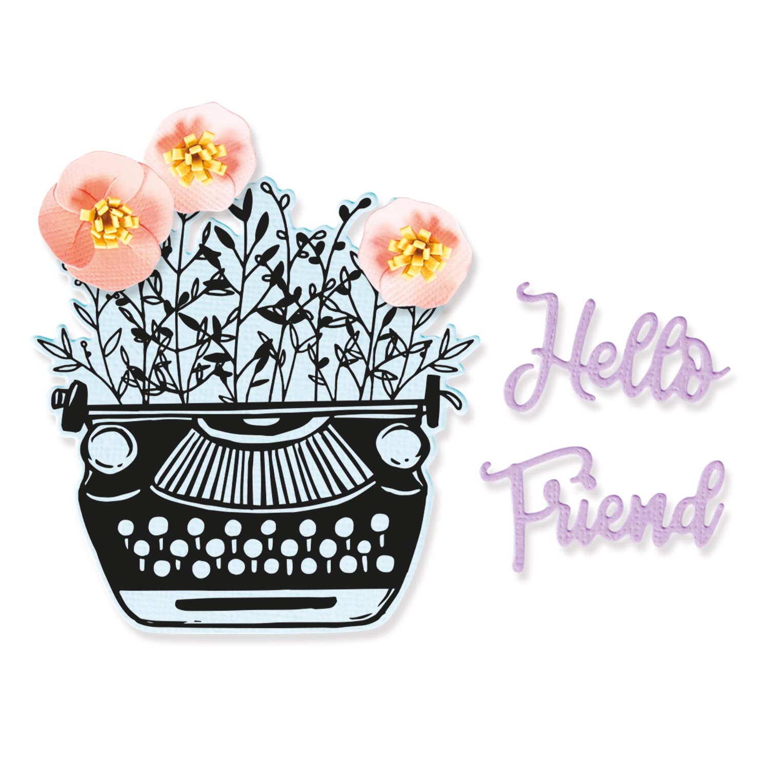 Sizzix Framelits Die Set 5PK w/Stamps Hello Typewriter by Jen Long | 665321 |Chapter 2 2022