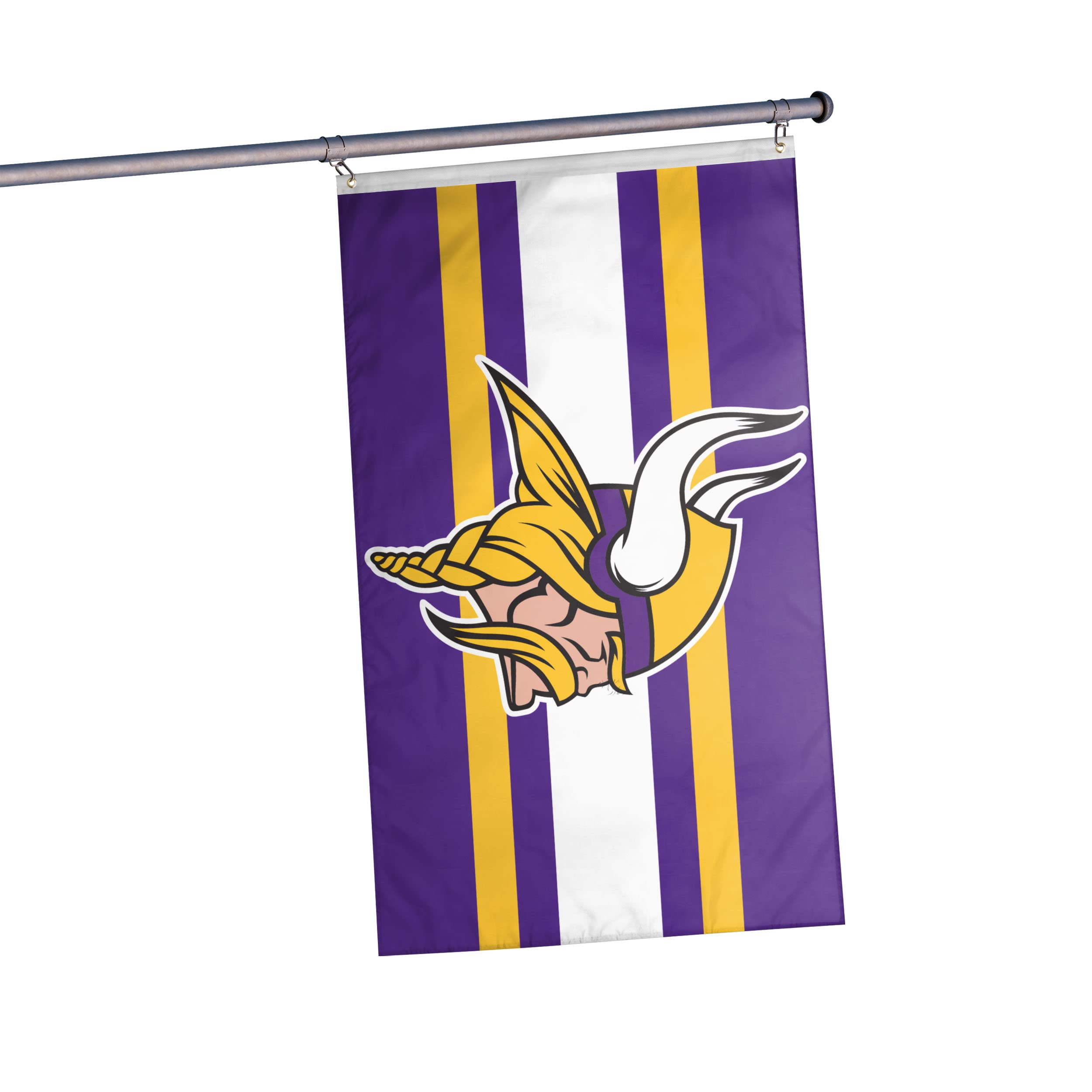 FOCO Minnesota Vikings NFL Big Logo Team Stripe Horizontal Flag Image