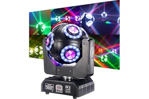 DJXFLI Moving Head Stage Light with Halo Beam 8x15W LED Stage Lights RGBW 4in1 DJ Lights 360°Moving Head DMX Sound Activated for Club Wedding Show