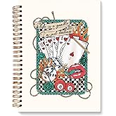 JXREQ Trendy Retro 70s Poker Card 8 Ball Western Notebook, Funky Punk Rock Journal, Country Western Aesthetic Journal for Women, Life is a Gamble I'm Just Dealing Inspirational Spiral Notebook 5.5x8.3