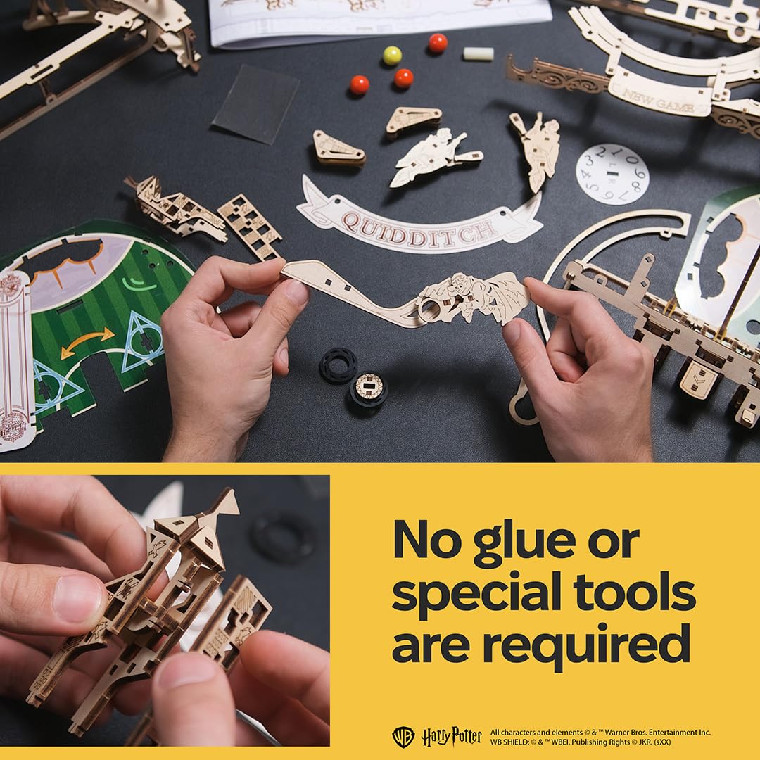 Ugears Quidditch Pinball 3D Puzzle Holz - 3D Holzpuzzle Harry Potter Flipper Maschine Modellbausatz Erwachsene Flipperautomat - Harry Potter Geschenke Holzpuzzle Erwachsene für Geburtstag - 402 Teile 5