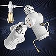 Letaclanic Light Socket to Plug Adapter, 2-Pack Pull Chain 2/3 Prong Light Socket Adapter E26/E27 Light Bulb Outlet Socket Po