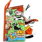 Zocita Baby Soft Animal Tails Activity Cloth Book with Crinkle Fabric, Farm Tails