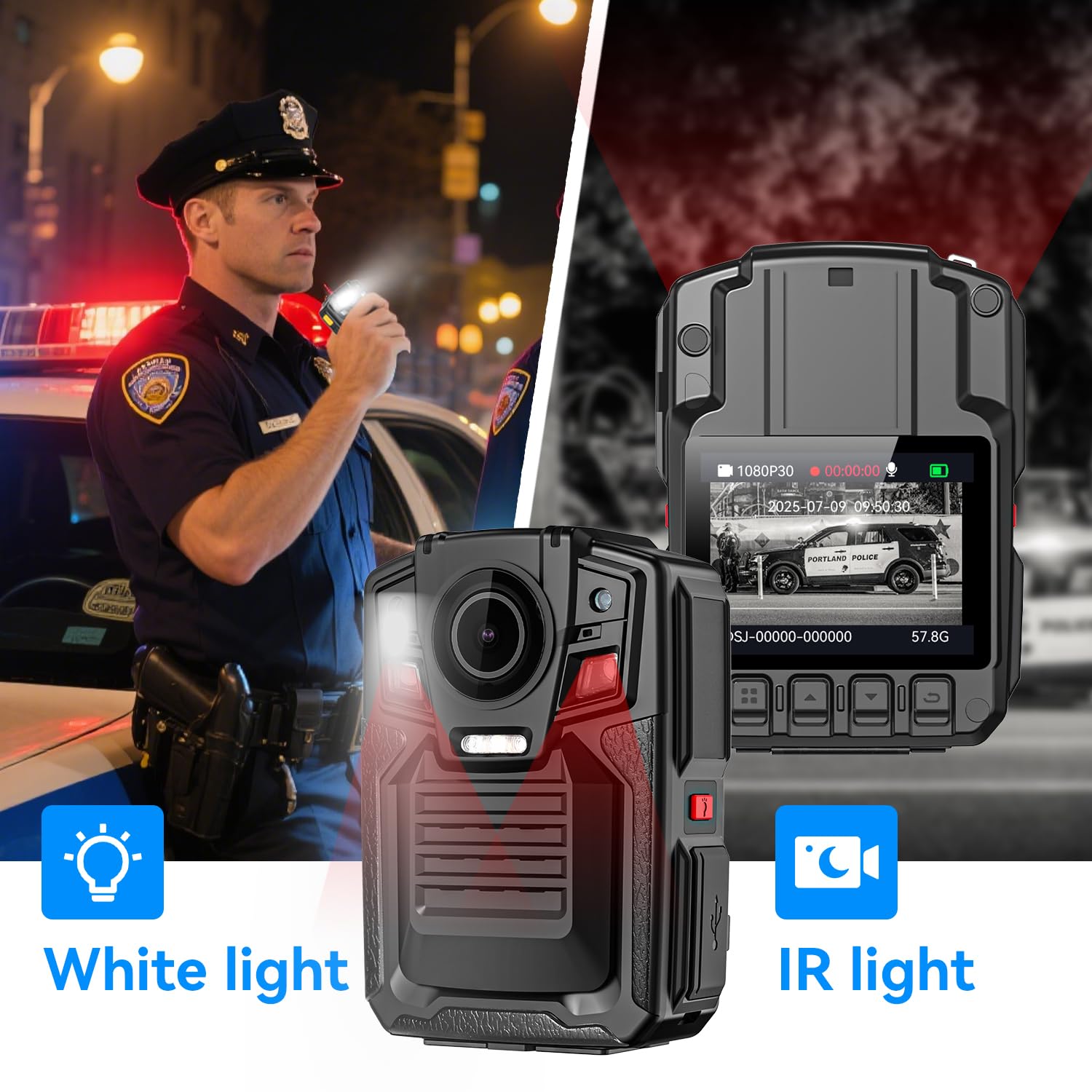 Tarkonn Body Camera with Audio and Video Recording, 4K/2160P Body Cam, 2PCS 1950MAH Batteries, Night Vision, GPS, 128G Bodycam, Police Body Worn Camera