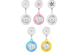 LANCARDO 1-2 Pack Retractable Lapel Watch with Second Hand for Nurses Doctors Clip-on Hanging Nurse Watches for Women Silicone Cover Badge Stethoscope Fob Pocket Watch
