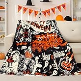 Tupmnbry Halloween Throw Blanket Skeleton Ghost Pumpkin Horror Halloween Themed Blanket Super Soft Flannel Fleece Blankets for Bedding Sofa and Travel 50"X60"