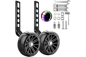 DOUBLE 2 C Training Wheels, Wider Flash Kids Bike Training Wheels for 12 14 16 18 20 Inch Single Speed & Variable Speed Bicycle Heavy Duty Rear with Stabilizers Mounted Kit