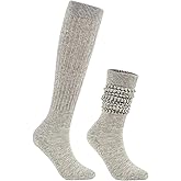 Century Star Knee High Slouch Socks for Women - 80s 90s Scrunch Socks Soft Leg Warmers Stacked Boot Socks Holiday Daily