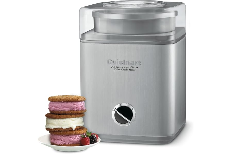 Cuisinart Ice Cream Maker Machine, 2-Quart Ice Cream, Sorbet and Frozen Yogurt Machine, Fully Automatic Double-Insulated Free Book