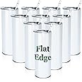 AGH 10pcs 20oz Sublimation Tumblers Bulk With Flat Edge, 20 oz Sublimation Tumbler Blank, Skinny Straight Stainless Steel Blanks Cups with Individual Box, Plastic Straw for Coffee, Drinks, DIY, Crafte