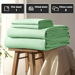 Shilucheng 100% French Linen Sheets - Queen Size