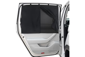 DIZA100 Car Window Shades, Magnetic Double Layer Car Sun Shade for Side Windows Full Shade/Half Shade Options Black Car Window Curtain for Heat/UV Protection (Black)